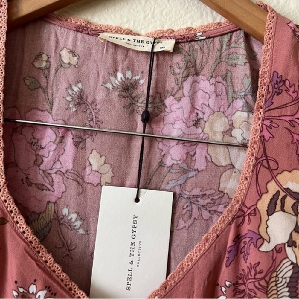 Spell and the Gypsy Collective Pink Floral Rosa 90s Mini Dress - Picture 3 of 12